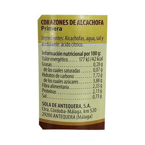 PEÑA TORCAL Corazones de alcachofa 8-12 160g