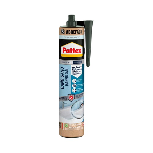 Silicona transparente especial baños y cocinas 280ml reciclable, PATTEX.