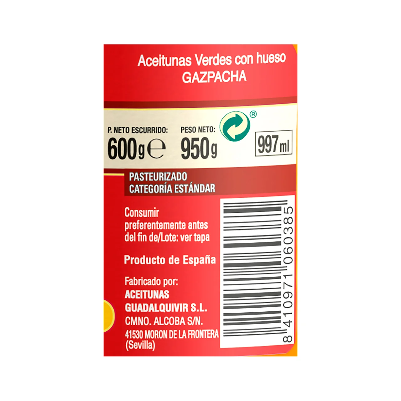 Aceituna gazpacha 600 g.