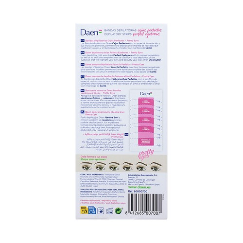 DAEN Pretty eyes Bandas depilatorias para cejas perfectas 6 uds.