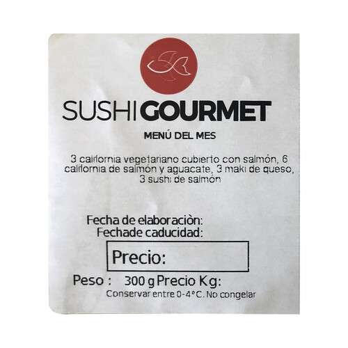 SUSHI GOURMET Menú del mes California, maki y sushi variados SUSHI GOURMET 15 uds.