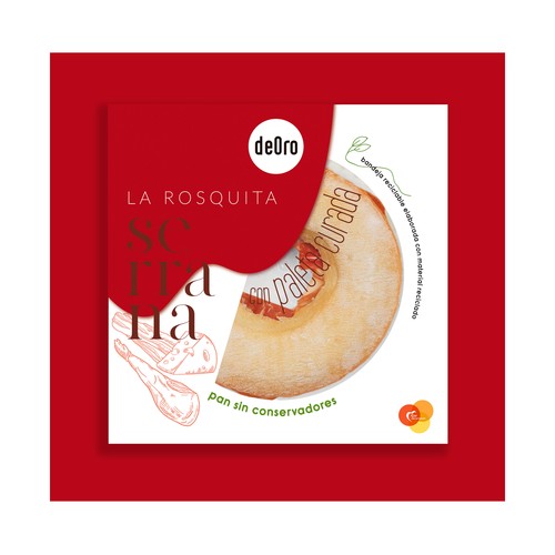 DEORO Rosquita serrana rellena de paleta curada, fiambre de bacon, queso fundido y salsa de tomate DEORO 205 g.