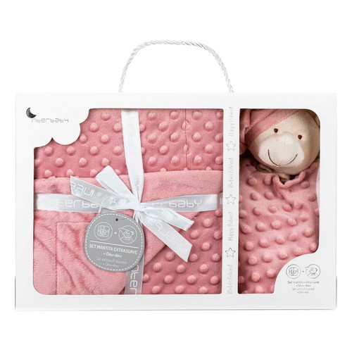 Set de manta burbuja + doudou, color rosa, INTERBABY.