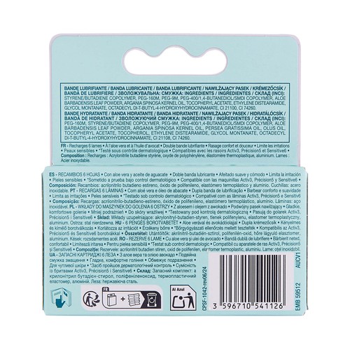 COSMIA Sensitive Recambios de maquinilla de afeitar con cabezal giratorio de 6 hojas, para pieles sensibles.