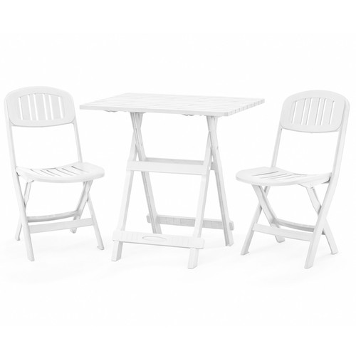 Set de mesa y 2 sillas plegables Bali, color blanco, PLASTICOS JOLUCE
