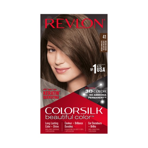 REVLON Colorsilk Tinte de pelo tono 041 Castaño medio.