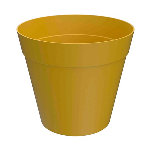 Maceta de 17cm color mostaza fabricada en plástico, GARDEN STAR ALCAMPO.