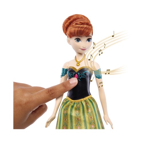 Disney Frozen Muñeca musical Anna Cantarina Multilingüe +3 Años, MATTEL
