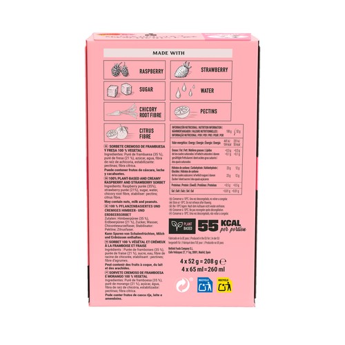 PINK ALBATROSS Polos de fresa y frambuesa 4 x 65 ml.