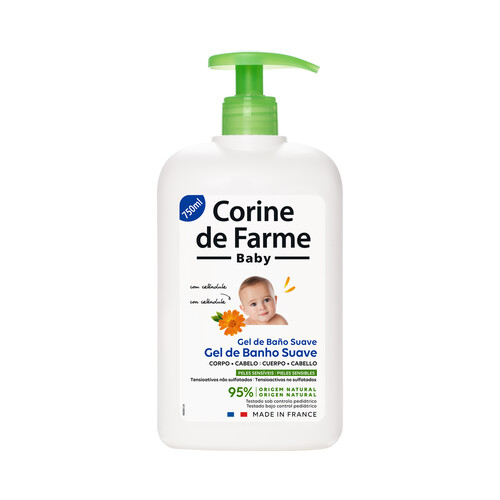 CORINE DE FARME Gel de baño para bebé para cabello y cuerpo, especial pieles sensibles CORINE DE FARME Baby 750 ml.