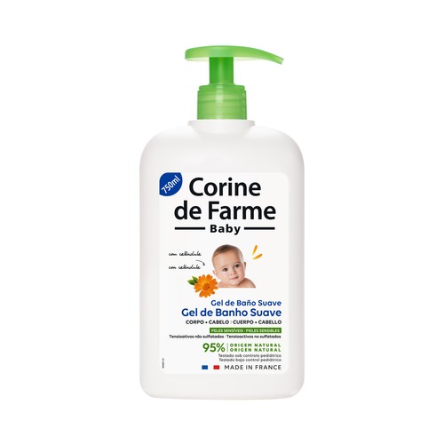 CORINE DE FARME Gel de baño para bebé para cabello y cuerpo, especial pieles sensibles CORINE DE FARME Baby 750 ml.