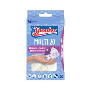 SPONTEX Guantes vinilo multiusos, talla M, 7-7 1/2 SPONTEX 20 uds.