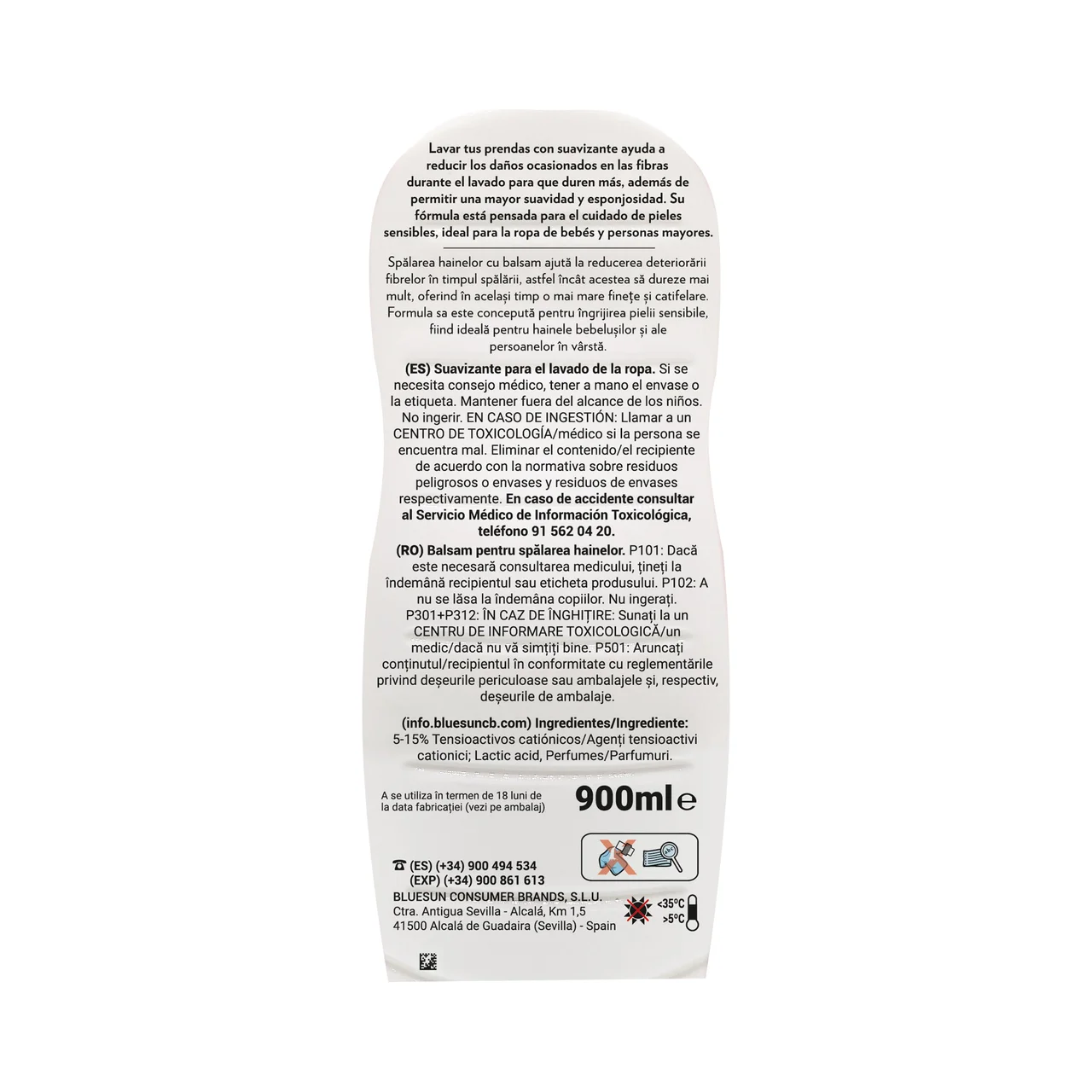 Suavizante talco delicado 900ml 45 lavados.