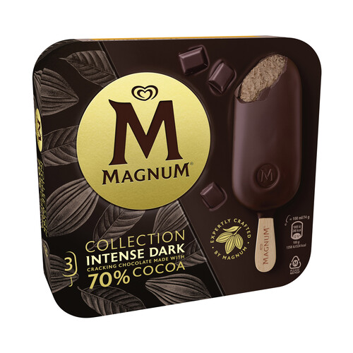 MAGNUM Bombón helado de crujiente chocolate con leche, relleno de chocolate 70% cacao MAGNUM Collection 3 x 100 ml.