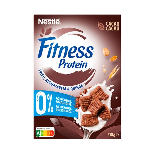 FITNESS Proteina de Nestlé Cereales (trigo, avena y quinoa), sin azúcares añadidos y con sabor a chocolate 310 g.