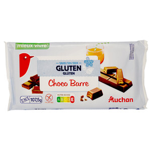 ALCAMPO Barritas de chocolate sin gluten ALCAMPO 5 uds 107,5 g.