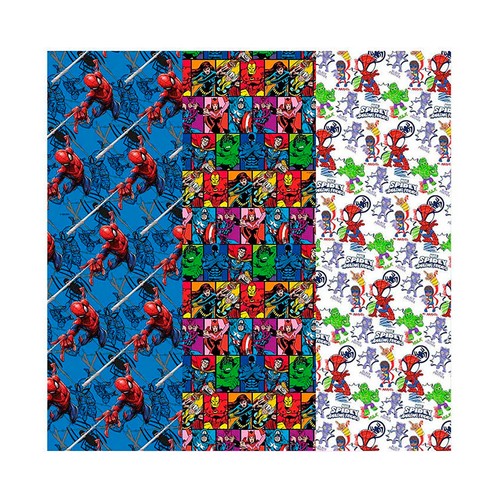 Papel de regalo, 2m x 0,70m, surtido de diseño de niños, MARVEL.