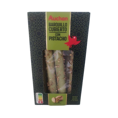 PRODUCTO ALCAMPO Barquillos cubiertos de pistacho 120 g.