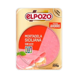 EL POZO Mortadela siciliana sin gluten, cortada en lonchas 225 g.