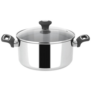 Cacerola de acero inoxidable con tapa de vidrio apta para inducción, 20cm. ACTUEL.