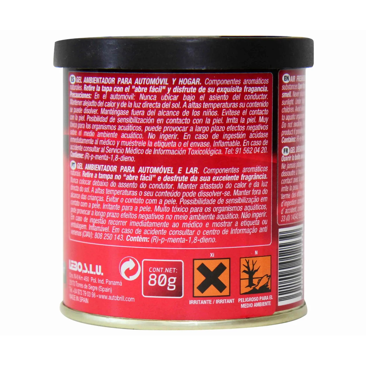 Ambientador en gel para coche en envase de lata con olor a manzana 1 unidad.