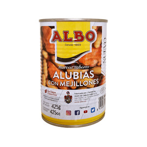Imagen de ALBO Alubias con mejillones en conserva 425 g.