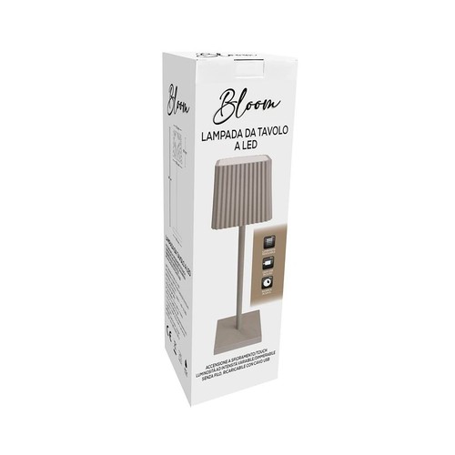 Lámpara con interruptor táctil recargable, color beige, BLOOM.