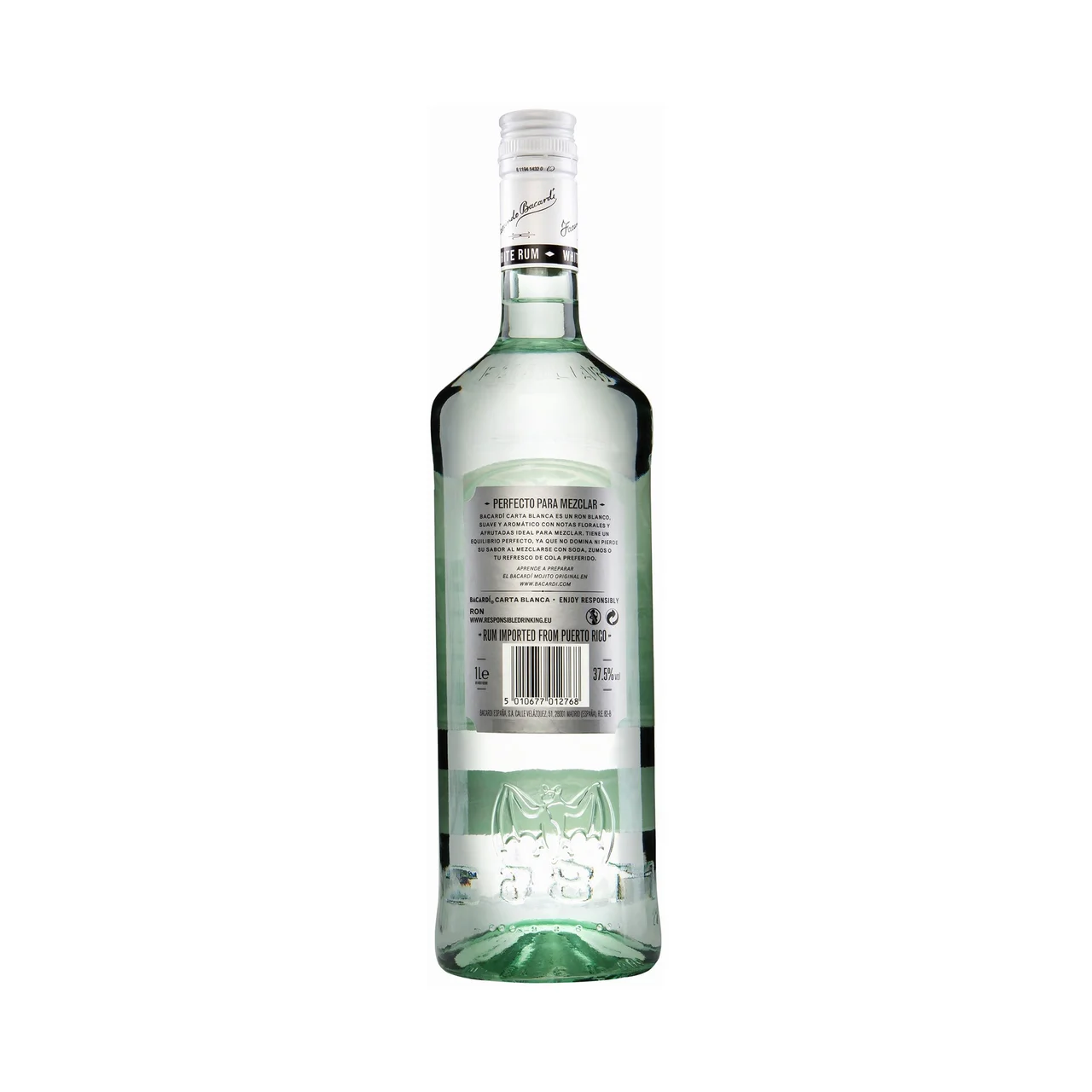 Ron blanco de calidad superior Carta blanca botella de 1l.