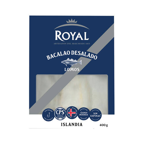 ROYAL Bacalao desalado (lomos sin espina) ROYAL 400 g.