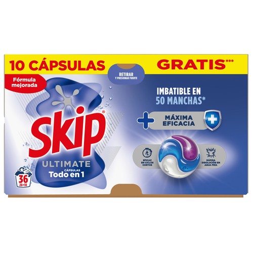 SKIP Ultimate Detergente en cápsulas higiene total 36 uds.