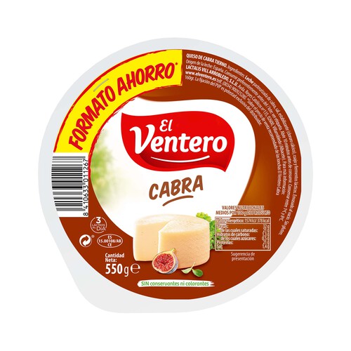 EL VENTERO Queso de cabra tierno EL VENTERO 550 g.