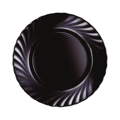 Plato llano redondo de vidrio color negro, 24,5cm. Trianon LUMINARC.