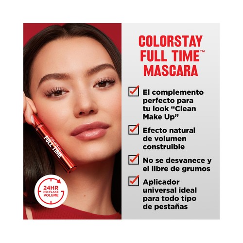 REVLON Colorstay full time tono negro Máscara de pestañas waterproof volumen natural.