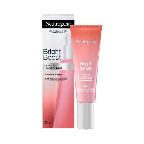 NEUTRÓGENA Bright boost Sérum facial iluminador, refuerzo hidratante para día y noche 30 ml.
