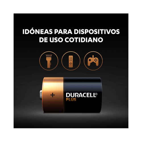Pack de 2 pilas alcalinas D, LR20, 1,5V, DURACELL Plus.