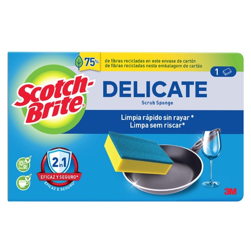 SCOTCH BRITE Delicate Estropajo de fibra azul, que no raya.