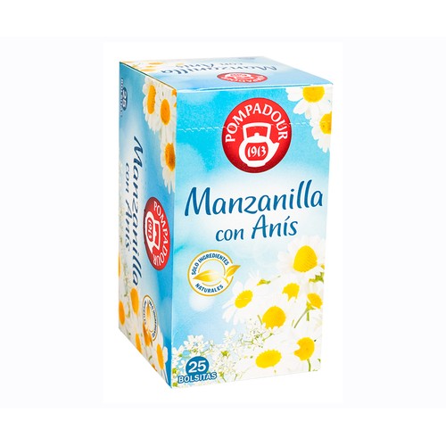 Manzanilla con anís POMPADOUR 25 uds 35 g..