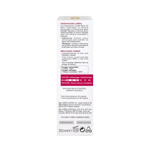 L´ORÉAL PARIS Revitalift Serúm anti-arrugas, con Pro-Retinol para pieles de + 30 años 30 ml.