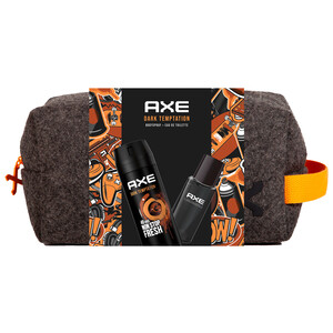 Imagen de AXE Dark temration Neceser con asa y cierre de cremallera con desodorante y eau de toilette para hombre.