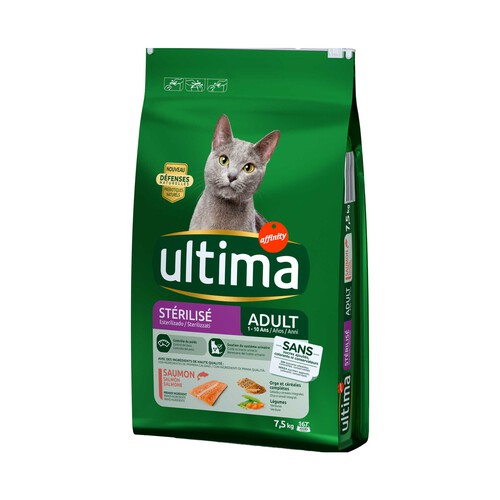 ULTIMA Comida para gato esterilizado adulto sabor a salmón ULTIMA bolsa 7,5 kg.
