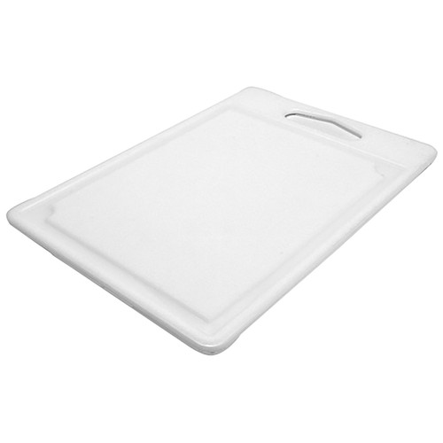 Tabla de cortar de plástico color blanco con ranura, 35x25x0,6cm ACTUEL.