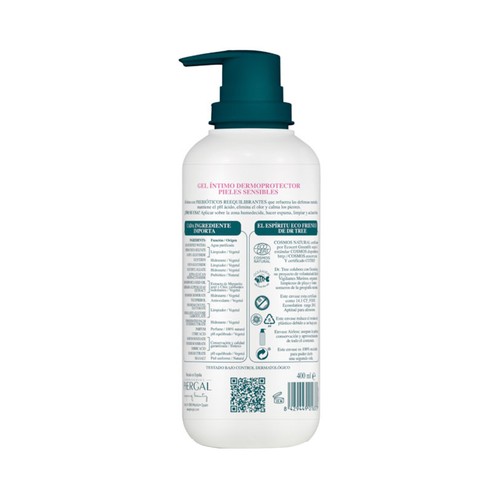 DR. TREE Gel íntimo dermoprotector que refuerza el microbioma, especial pieles sensibles DR. TREE 400 ml.