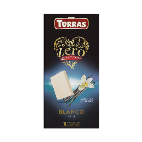 TORRAS Chocolate blanco con vainilla sin azúcares añadidos 100 g.