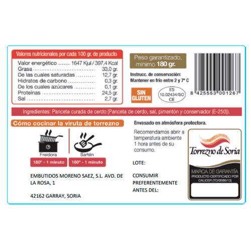 MORENO SAENZ Viruta torrezno de soria 180 g.