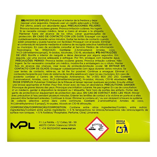 MPL Spray limpiador de freidoras sin aceite (air fryer) 500 ml.