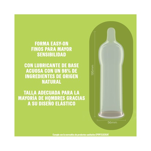 DUREX Preservativos finos con lubricante natural, diseñado para ellas DUREX Naturals 10 uds.
