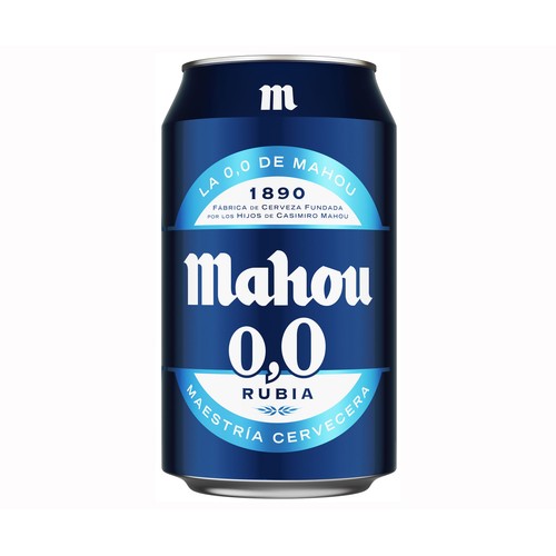MAHOU Cerveza rubia 0,0 % lata 33 cl.