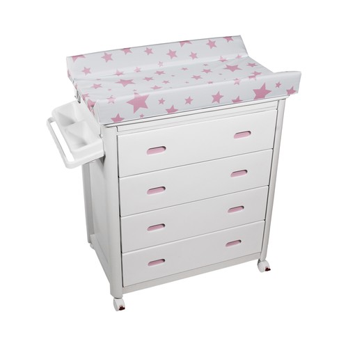 Bañera mueble PLASTIMYR con 4 cajones, bañera y cambiador antivuelco, rosas.