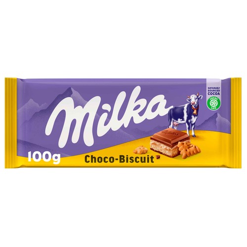 MILKA Choco-swing Chocolate con leche relleno de galleta 100 g.