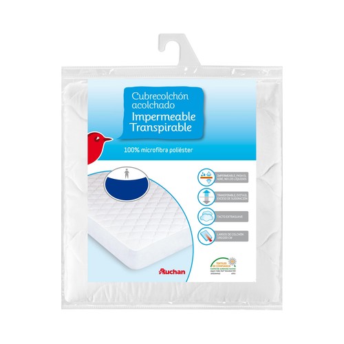 Cubrecolchón acolchado, impermeable y transpirable para colchones de 180 centímetros PRODUCTO ALCAMPO.